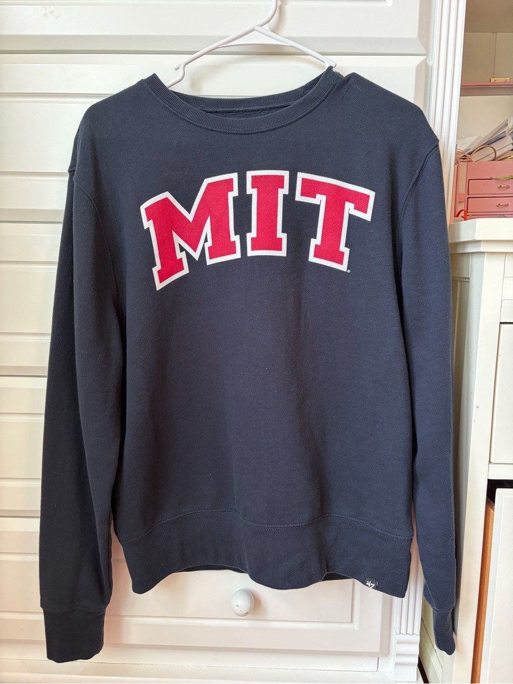 MIT Black Crewneck Sweatshirt with Red Lettering
